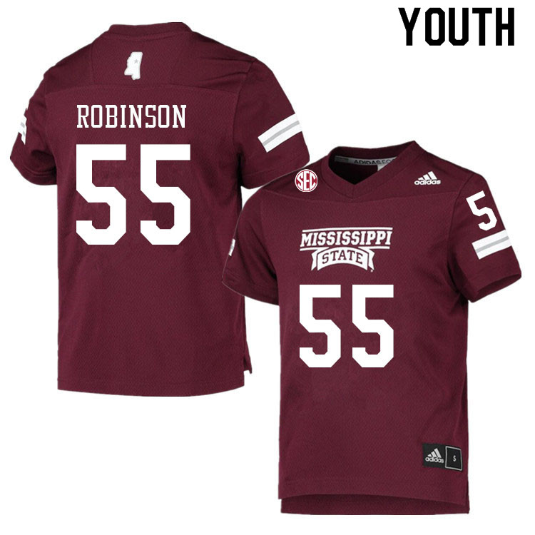 Youth #55 Michael Robinson Mississippi State Bulldogs College Football Jerseys Sale-Maroon - Click Image to Close
